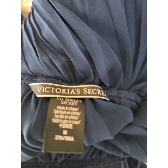 Victorias Secret Babydoll Mini Dress Top SZ M Sheer Navy Blue Layer Whimsygoth - Picture 8 of 9